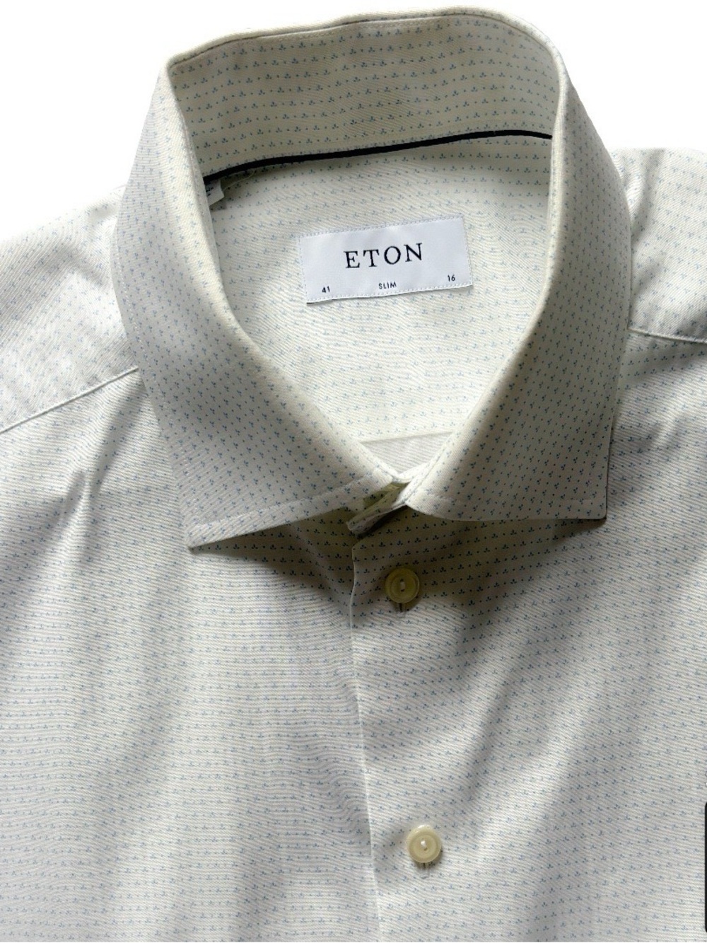 Eton Slim Fit Brighton Micro-Pattern LS Button Up Dress Shirt Size 16